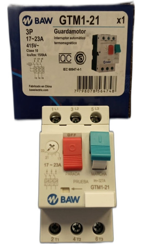Guardamotor Baw Interruptor Tripolar Regulacion 17 A 23 Amp