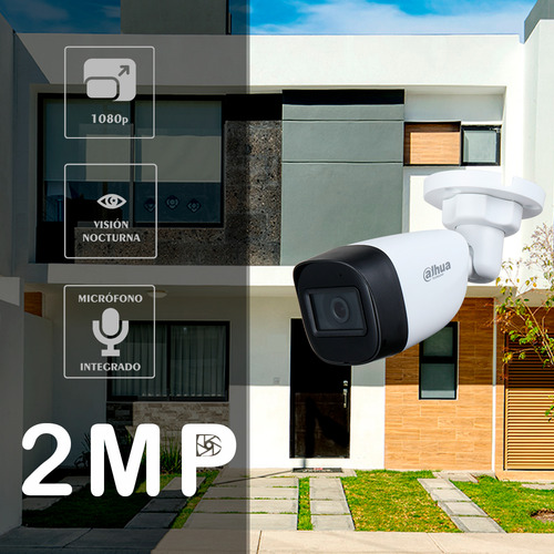 Kit De Video Vigilancia 4 Cámaras Bala Con Microfono 2mp Hfw1200cmn Dahua - Dvr 4 Canales Full Hd 1080p - Disco 1tb - Cables 20m - Accesorios Ktdh2mbmsc1tb Cctv Circuito Cerrado Procam