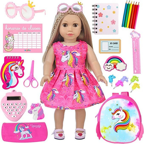 Uzidbto American 18 PuLG Girl Doll Accesorios Set De Papele