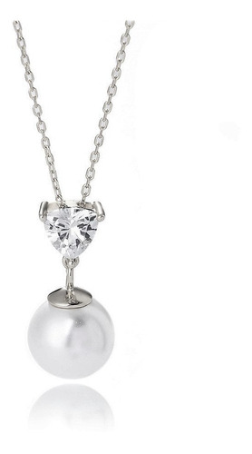 Elegante Collar Perla Natural Gema Diamante Plata 925 C725