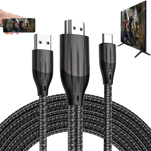 Adaptador Hdmi Usb Tipo C Mhl Cable Trenzado 4k Hd Vide...