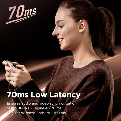 Audífonos Soundpeats Engine4 Bluetooth 5.3 Ldac Color Negro