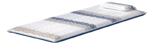 Colchonete Solteiro Com Travesseiro D20 Luxo Branco / Azul Cor Branco/azul