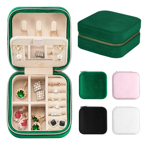 Banna Juego De 4 Mini Joyeros 4 Colores Joyeros Portátiles De Viaje De Terciopelo Con 4 Espacios De Almacenamiento Para Cosméticos Y Joyas Se Puede Utilizar Como Regalo Regalos Gr