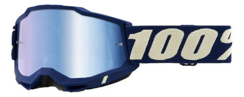 Gafas 100% Accuri2 Deepmarine Motocross Off Road Downhill, montura de color azul, lente de color espejo, lente azul