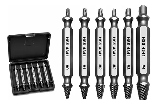 HSS 4341 Screw Extractor Set – 5-Piece Double-Ended Drill Bits, 2-14mm Range, Gold Titanium Coating