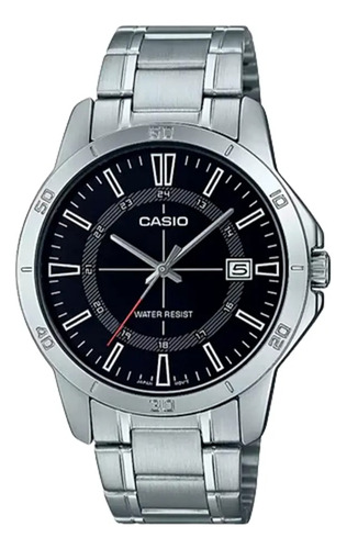 Reloj Casio Acero Inox Plateado Fondo Negro Mtp-v004d-1cudf 