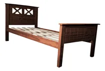 Comprar Cama Cruz 1 Plaza 80 X 190 Madera Pino Macizo Individual Color Cedro