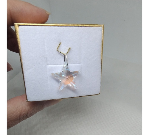 Pingente Estrela Swarovski Blue Boreal 2.0 Cm Em Prata 925