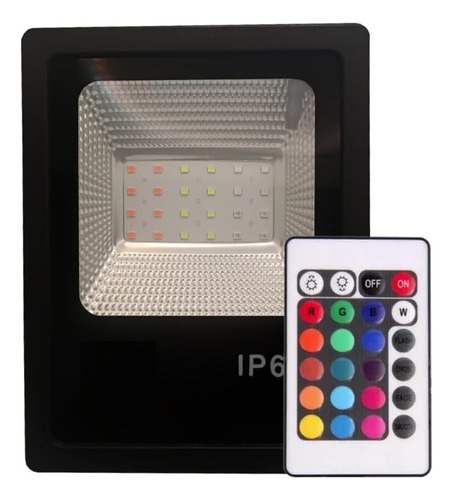 Refletor Holofote Led Rgb Multicolorido Com Controle 100w