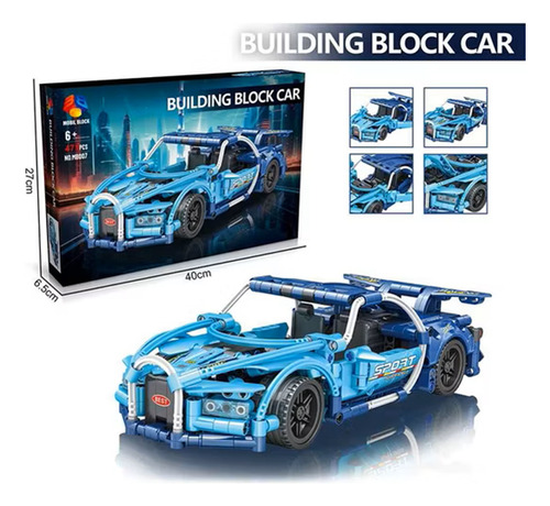 Bloques De Construcción Ferrari Bugatti Lamborghini 26 Cm Bugatti Azul