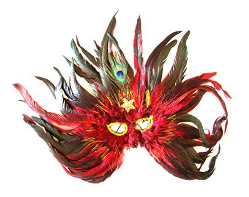 Red Passion Star Feather Mask Masquerade Costume Party Hallo