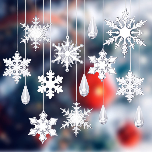 36 Pieza Adorno Copo Nieve Navidad Colgante Acrilico Cristal