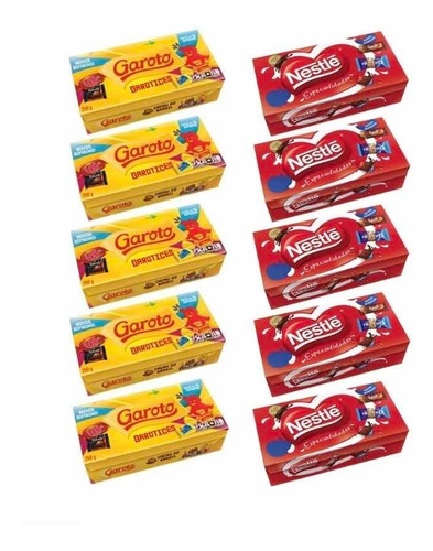 Caixas Bombom Nestle 251g E Garoto 250g   ( Kit 10 Caixas )