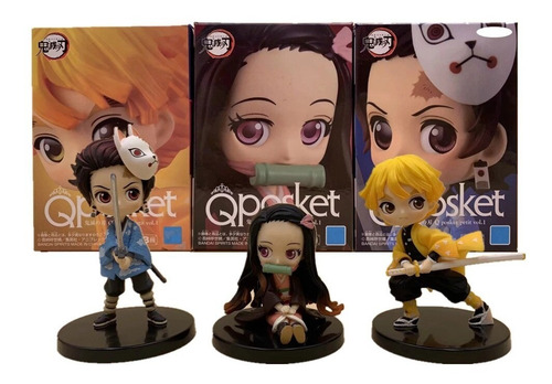 Imagen 2 de 5 de Set De 3 Figuras Kimetsu No Yaiba Qposket Petit - V2