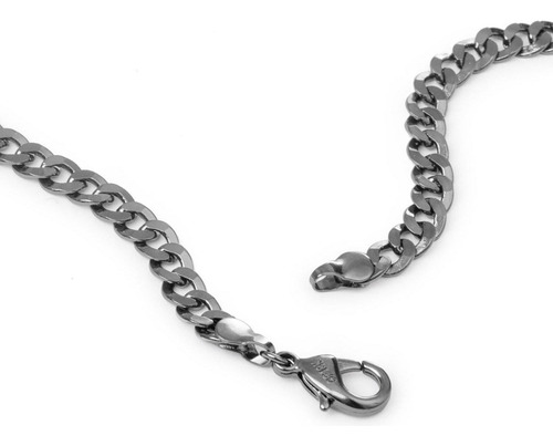 Cadena Collar Barbada Unisex 5mm Negro 55cm Chapa De Oro 18k