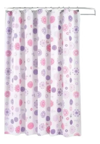 Cortina De Baño Estampada Línea Mandala Protector + Ganchos