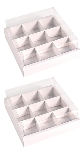 2 Uds Cajas De 9 Inserción De Cuadrícula Blanco