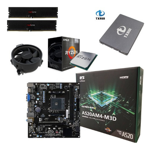 Combo Gamers Amd Ryzen 5600g+ 16gb Ddr4+ 1tb Ssd+ A520m