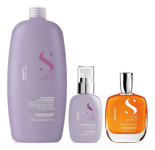 Shampoo Anti Frizz 1000ml + Crema + Aceite Alfaparf Smooth