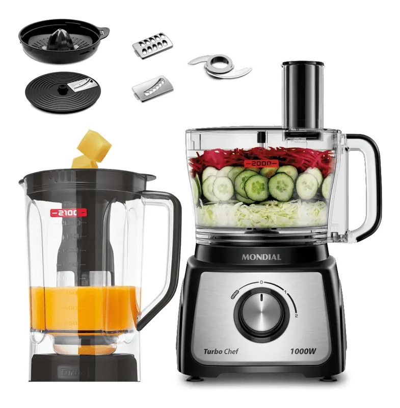 Multiprocessador MPN-01-BE Cozinha Turbo Chef 7 em 1 1000W Preto Mondial 127V