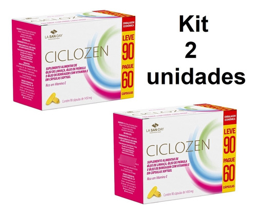 Kit 2 Ciclozen 90 Caps. Oleo Primula-linhaça-borragem Vit E Sabor Sem Sabor