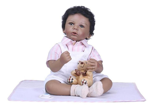 Muñeca Afroamericana Reborn De Silicona De 20 Pulgadas Para