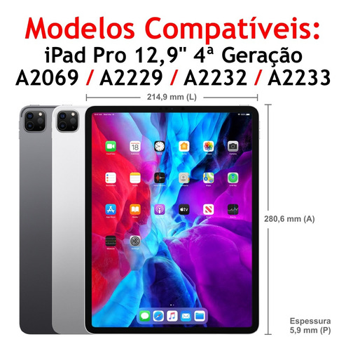 Capa Silicone Para iPad Pro 12.9 4a A2069 A2229 A2232 A2233