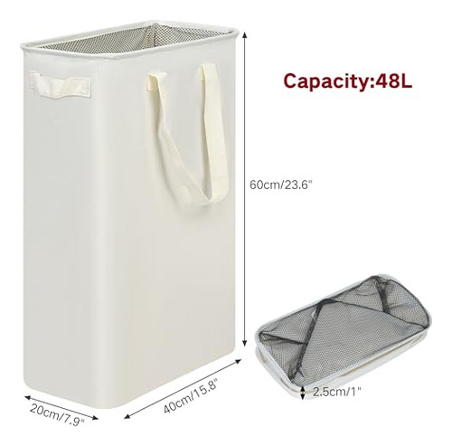 Cesta De Lavandería Plegable Con Asas 48 Litros Beige