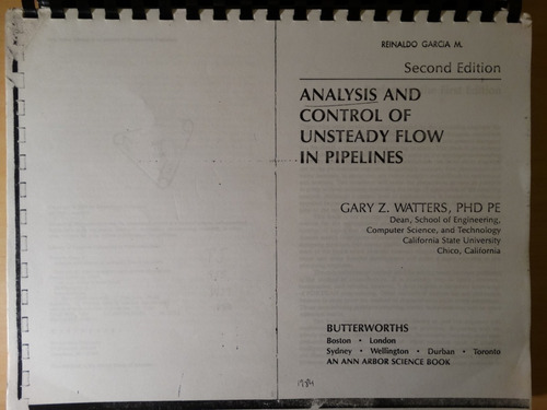 Analysis And Control Of Unsteady Flow In Pipelines,en Físico