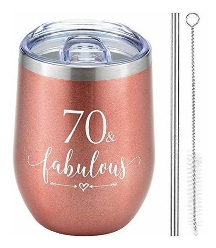 Rose Gold 70 Fabuloso Vaso De Vino Mujeres 70 Cumpleañ...