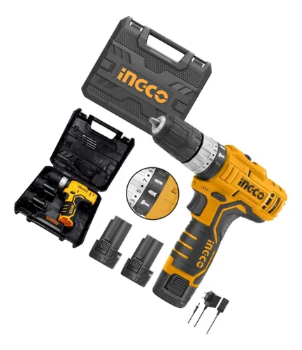 Taladro Inalambrico 12v Cargador 2 Baterias Con Caja Ingco