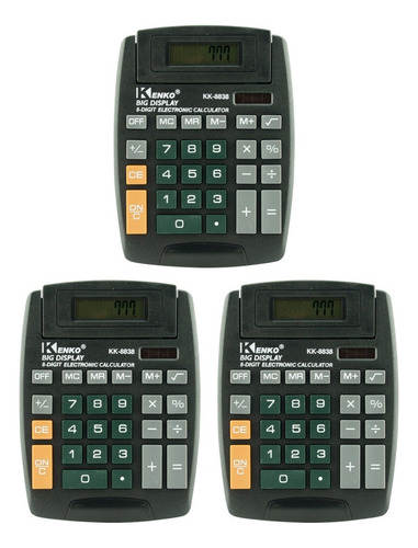 Calculadora Electronica 8 Digitos Negro Pack Kk8838 Kenko