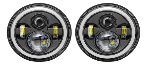 Par 7'' H4 Faros De Led Drl Ojos Ángel Wrangler Jeep Vocho