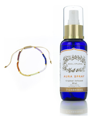 Set De Viaje De 7 Chakras - Aura Spray Y Pulsera De 0.079 In