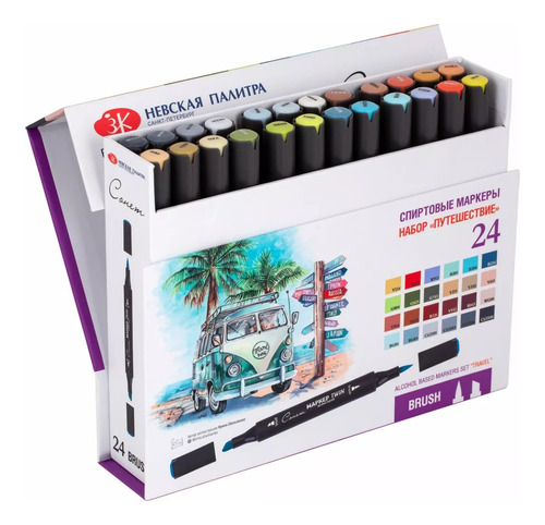 Marcadores Sonnet Doble Punta X 24 Colores Set Travel