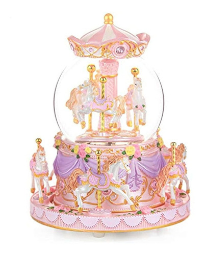 Carrusel Horse Snow Globe Regalo - Caja De Música Giratoria