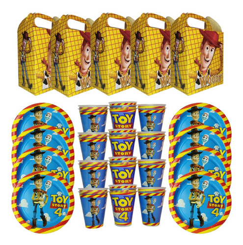 Caja Dulcera + Platos + Vasos Kit Fiesta 20 Niños Woody Woody Woody