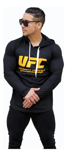 Polera Long Fit / Manga Largas Con Capucha Ufc