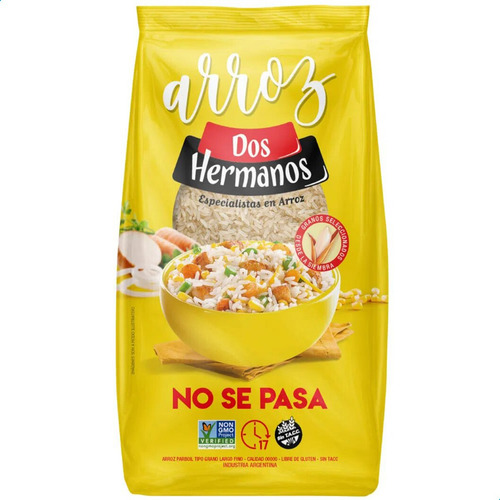 Imagen 1 de 9 de Arroz Parboil Dos Hermanos No Se Pega Libre Gluten Sin Tacc