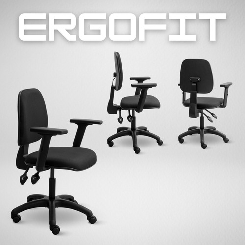 Cadeira Escritório Executiva Ergofit Presidente Giratória Ergonômico Rodinhas Regulavel Estofado Diretor Encosto Preta