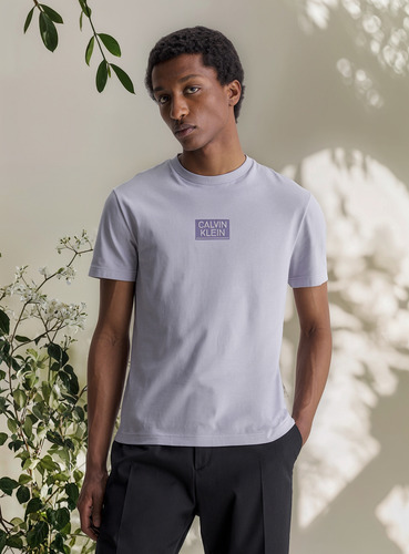 Polera Gloss Stencil Logo Lila Calvin Klein