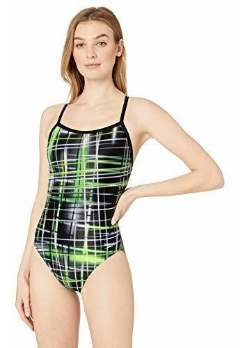 Speedo Women's Powerflex Eco Laser Sticks Flyback Swimsuit