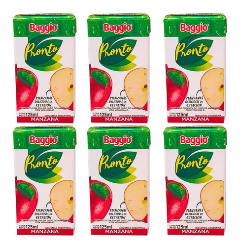 Jugo Baggio Pronto Manzana 125ml Mini Caja X 18 U Sin Tacc