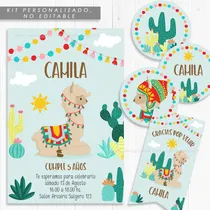 Comprar Kit Imprimible Llama Llamita Cactus Bautismo Baby Shower