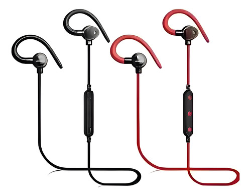 Fone De Ouvido Bluetooth Sem Fio Esportivo Academia Corrida Cor Preto/vermelho Cor Da Luz Preto Bateria Longa Duração Gancho Resistente Suor Com Microfone