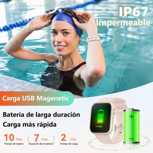 Smartwatch Reloj Inteligente Mujer De 2 - Llamadas Bluetooth Reloj Dama, Monitor De Frecuencia Cardíaca/sueño,