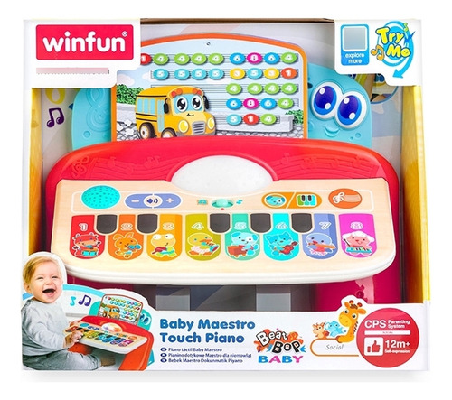 Piano Musical Interactivo Teclado Táctil Con Luz Bebé Winfun Color Rojo