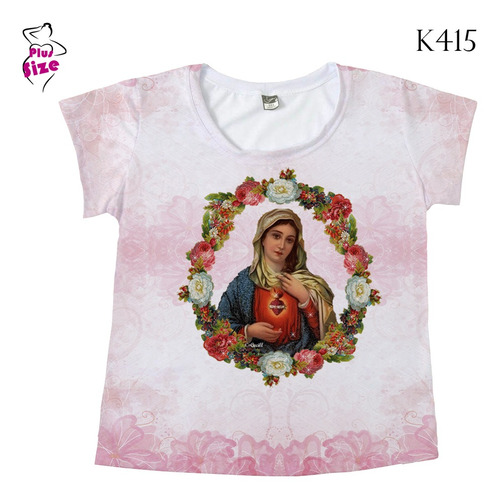 Camiseta Feminina Tshirt Santinha Colorida Linda Católica 