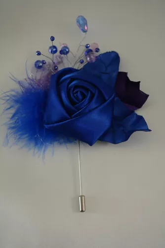 Azar Fistol Novio Boda Boutonnier Rosa Azul Rey